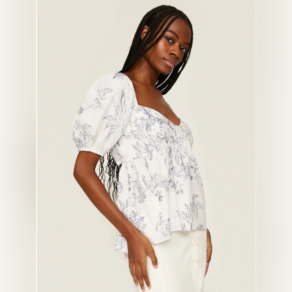 Sachin + Babi Sari Top - White Gray Cap Sleeve Bustier Blouse size 4.